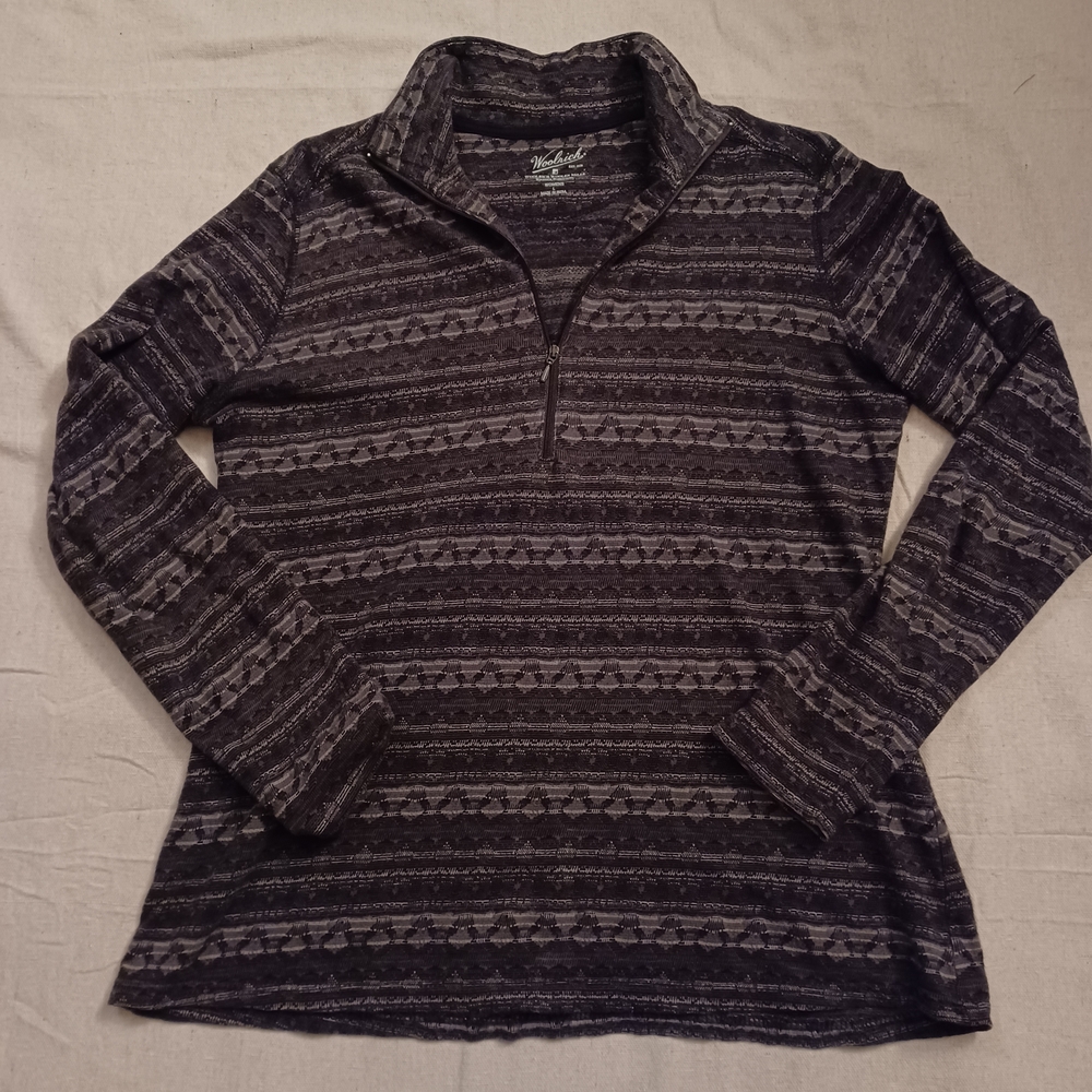 Woolrich Patterned Quarter Zip Pullover Women's Size Large